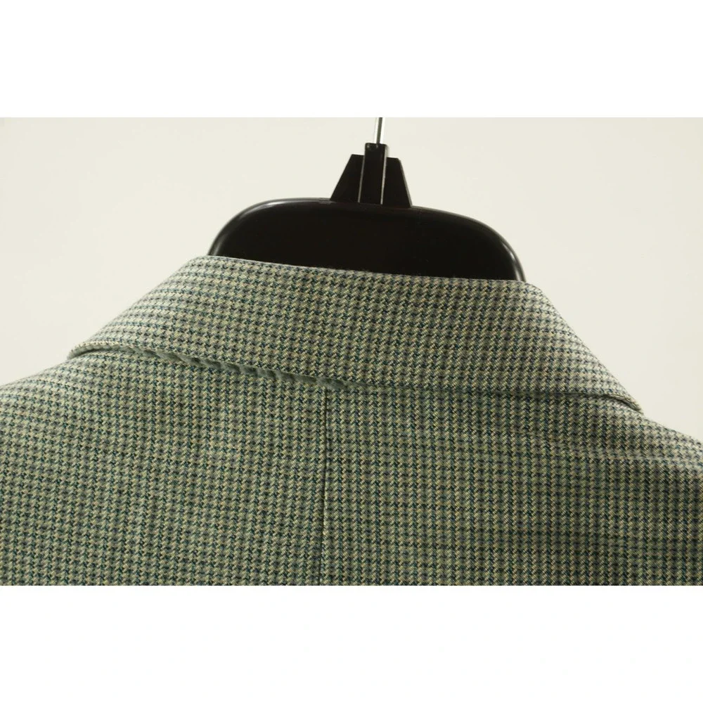 Hickey Freeman Silk Wool Jersey Houndstooth Madison Blazer Mens 46L Blue Cream‎